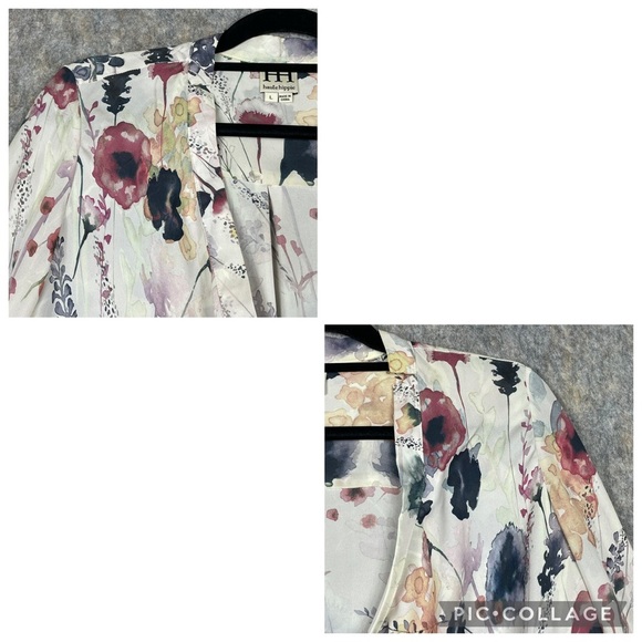Haute Hippie Watercolor Floral Dreamy Mature Flowy Feminine Silk Blouse - Sz L - Picture 10 of 15
